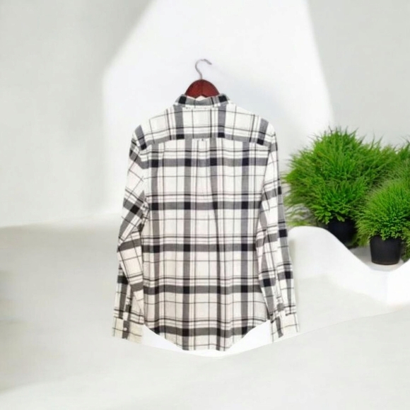 NEW! AE Black & White Button Down Shirt Flannel (SHAKET)  Cotton  Oversided Sz L - Picture 2 of 6